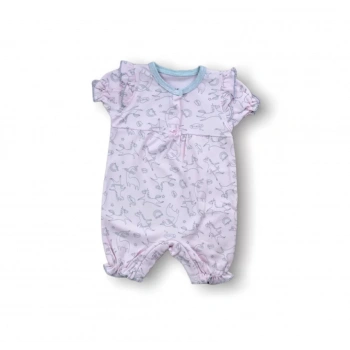 9-12 12-18 18-24 Ay Cemre Uçan Balon Baskılı Kısa Kollu Kız Bebek Tulumu Pembe