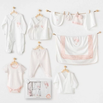 Andywawa Ac25551 Newborn Set Pınk Baloons 10lu Hastane Çıkışı Ekru