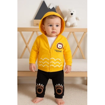 Aslan Desenli 3lü Erkek Bebek Takımı