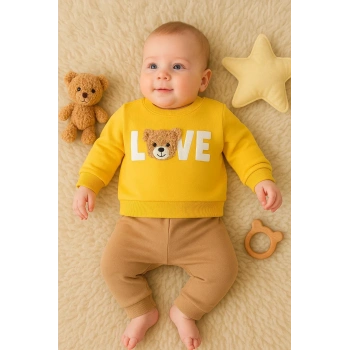Bear Love Nakışlı % 100 Pamuklu 2li Erkek Takım