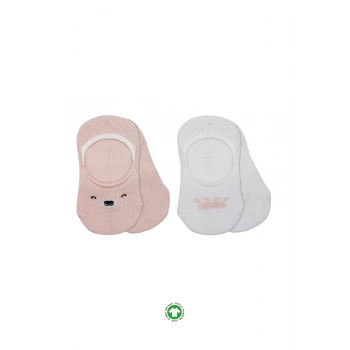 Bistyle 2li Babet Cute Face Penye Çorap 30103 Pembe-beyaz