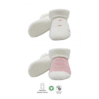 Bistyle 2li Havlu Soket Kaymaz Çorap 10504 Ekru Pudra