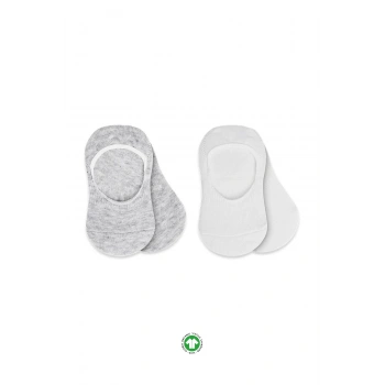 Bistyle 2li Penye Babet Silikonlu Basic Çorap 30104 Gri Beyaz