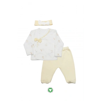 Bistyle 3lü Zıbın Takım Welcome Baby Duck 13104 Sarı-ekru