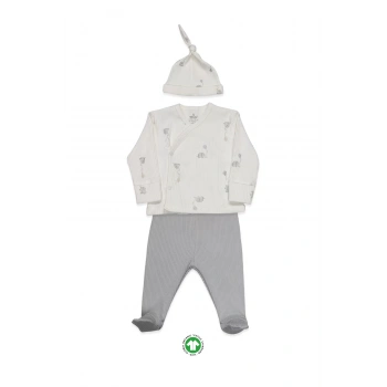 Bistyle Flying Elephant 3lü Zıbın Takım 13111 Ekru Gri