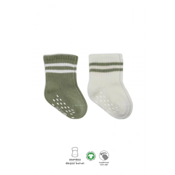 Çemberli Kaymaz Soket Çorap 2li  Nil Ekru