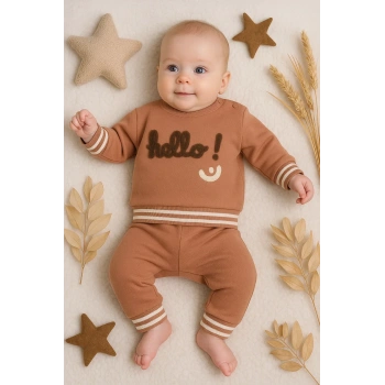 Hello Nakışlı % 100 Pamuk 2li Erkek Bebek Takım
