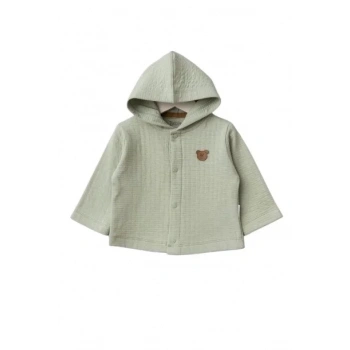 Kapüşonlu Bebek Hırka  Mint