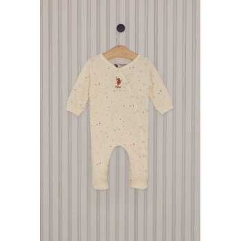 Kız Bebek Patikli Tulum  Krem