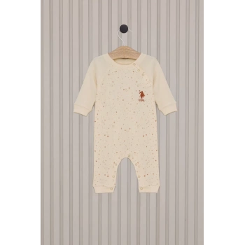 Kız Bebek Uzun Kol Patiksiz Tulum  Krem