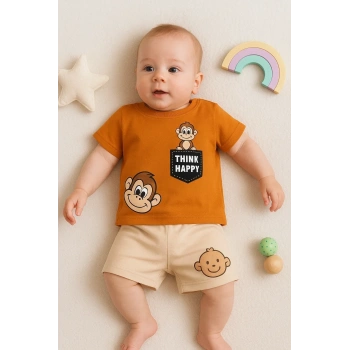 Maymun Desenli 2li Erkek Bebek Takım