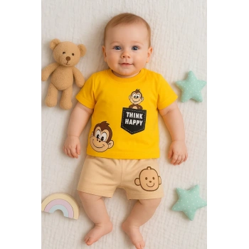 Maymun Desenli 2li Erkek Bebek Takım