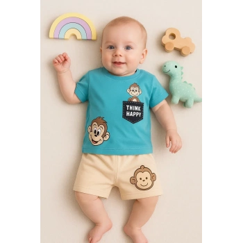 Maymun Desenli 2li Erkek Bebek Takım