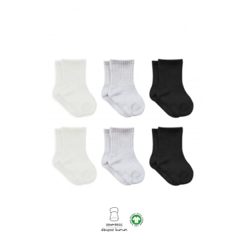 Penye Soket Çorap 6lı Ekru Gri Siyah