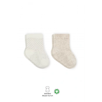 Puan Derby Penye Soket Çorap 2li  Bej Ekru