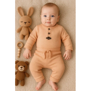 Waffle Çıtlı Düğmeli 2li Mevsimlik Takım