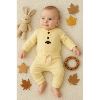 Waffle Çıtlı Düğmeli 2li Mevsimlik Takım