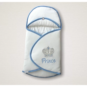 Yenidoğan Prince Nakışlı Çizgi Efektli Kız Bebek Klasik Kundak Bebek Battaniyesi Ekru