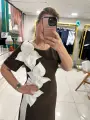 KAHVERENGİ GÜLLÜ ELBİSE