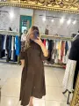 KAHVERENGİ ÇİÇEKLİ ELBİSE