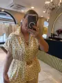 SARI PUANTİYELİ ELBİSE
