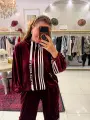 BORDO KADİFE İKİLİ SET