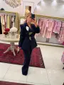 LACİVERT YAPRAK DETAY TAKIM
