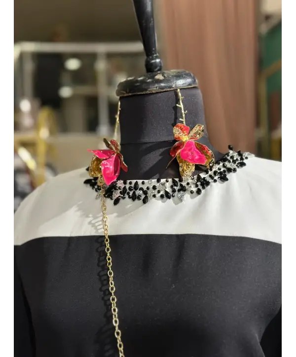 SİYAH BEYAZ ÇİZGİ ELBİSE