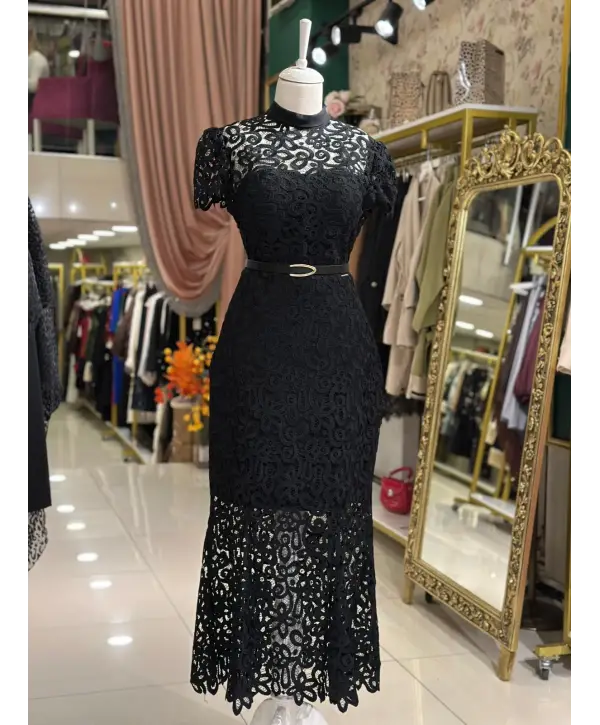 SİYAH DANTEL ELBİSE