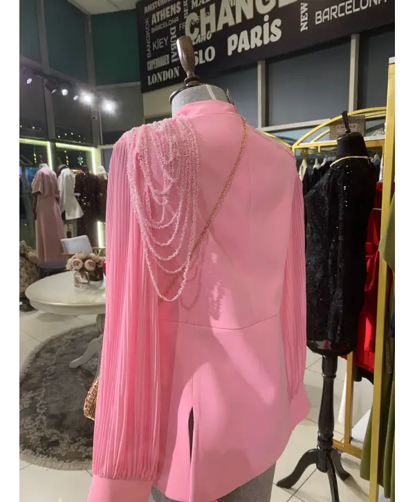 PEMBE TAŞ DETAYLI TAKIM