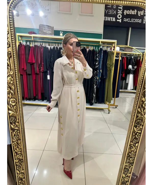 KREM ELBİSE