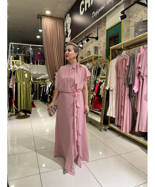 FUŞYA GÜL DETAY ELBİSE