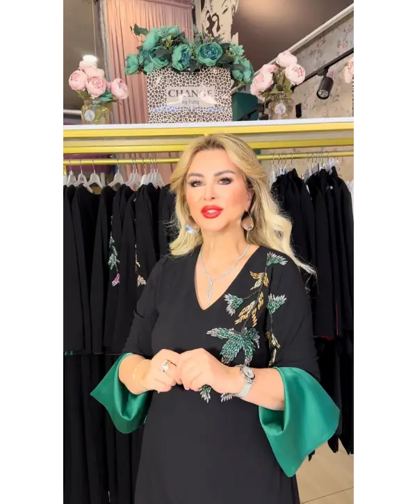 SİYAH YEŞİL ELBİSE