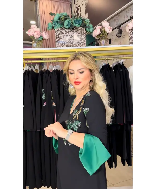SİYAH YEŞİL ELBİSE