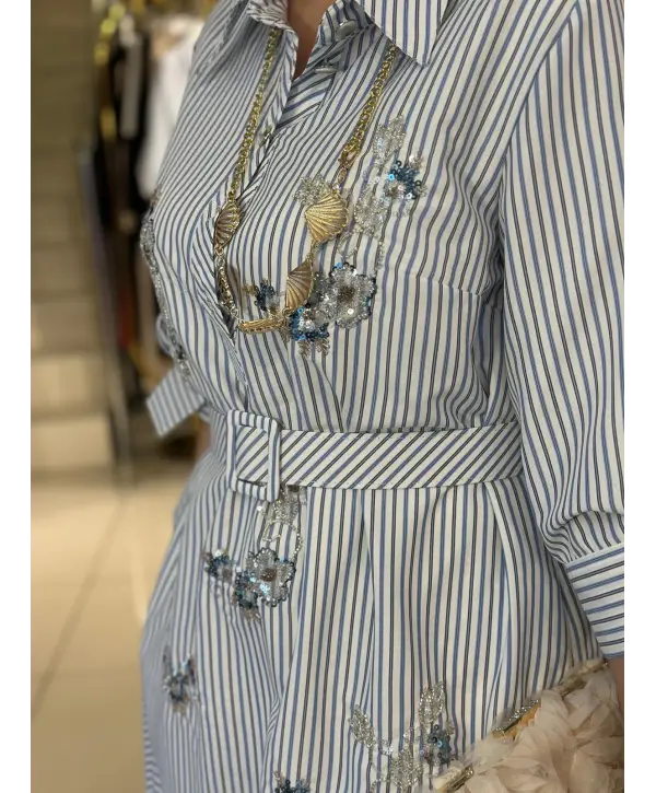 BEYAZ MAVİLİ ELBİSE