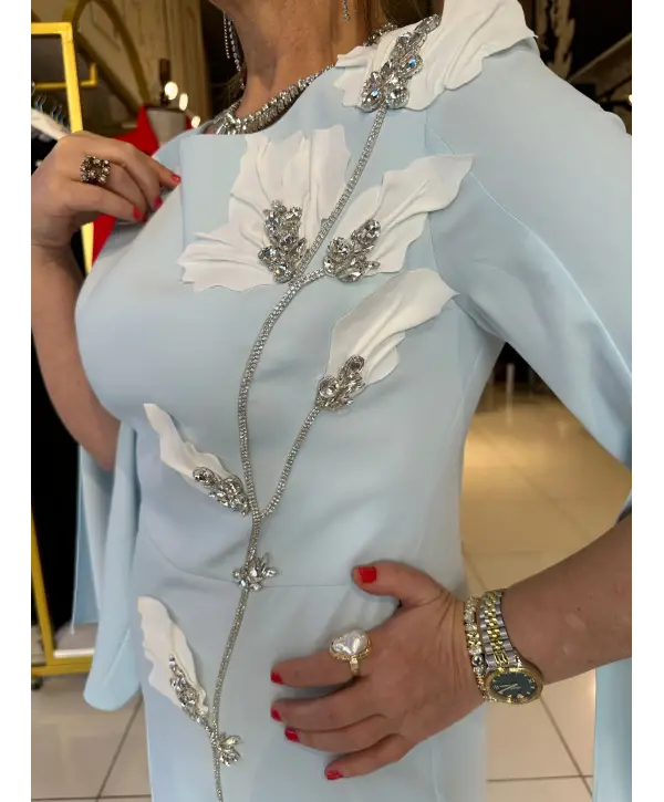 MAVİ ÇİÇEKLİ EBİSE