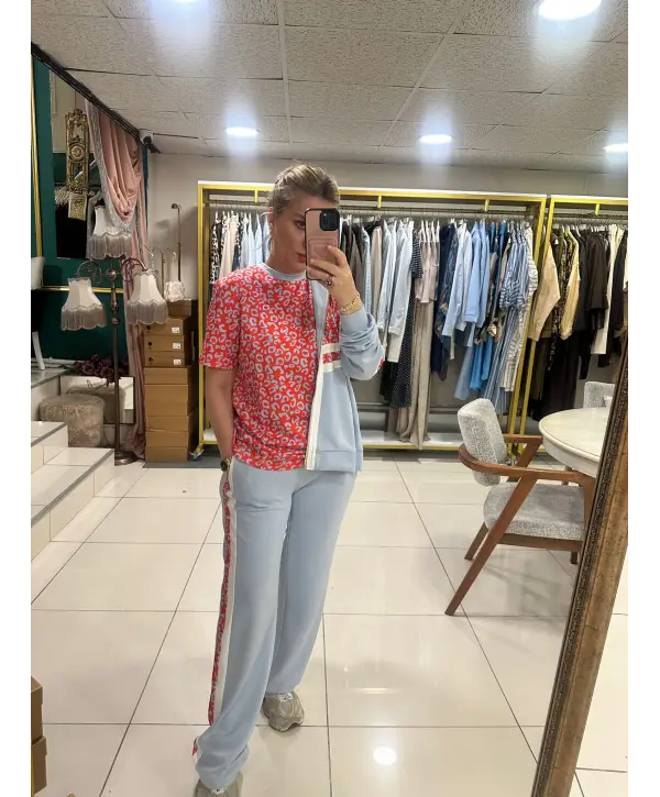 MAVİ TURUNCU DESENLİ ÜÇLÜ SET