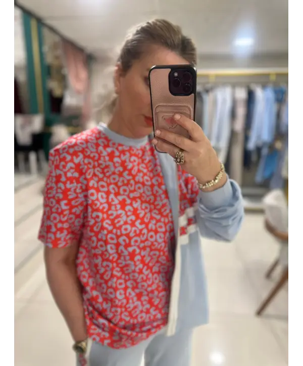 MAVİ TURUNCU DESENLİ ÜÇLÜ SET