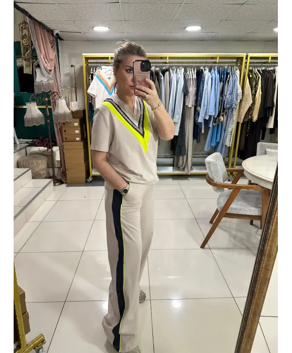 NUDE RENGİ V YAKA TAKIM