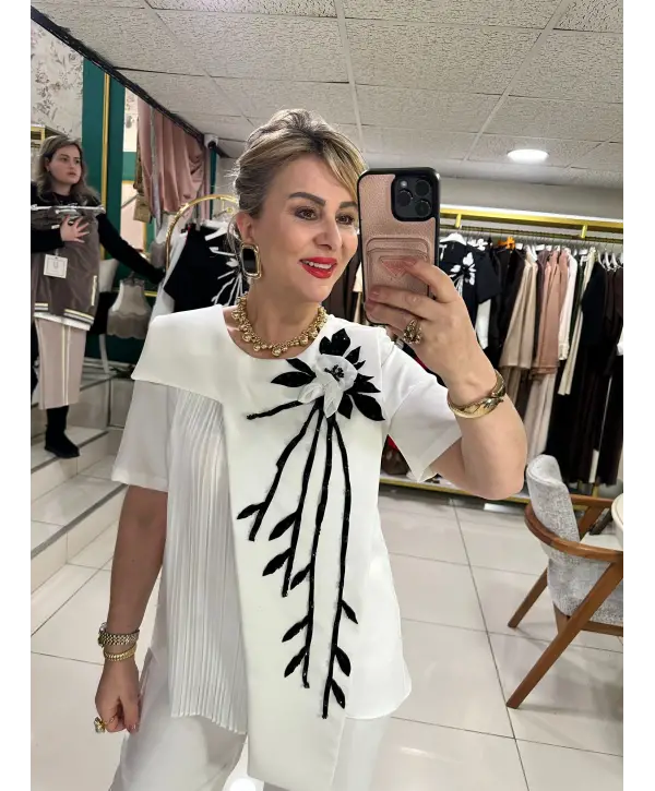 BEYAZ TAŞ İŞLEMELİ TAKIM