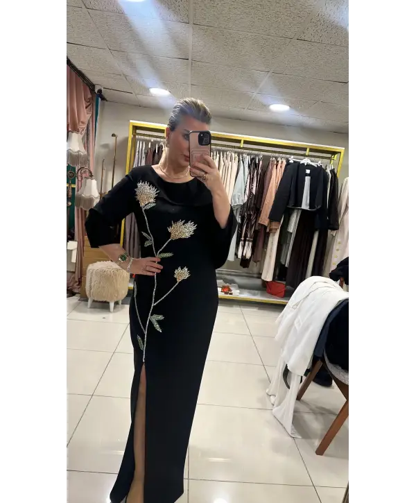 SİYAH TAŞLI ELBİSE