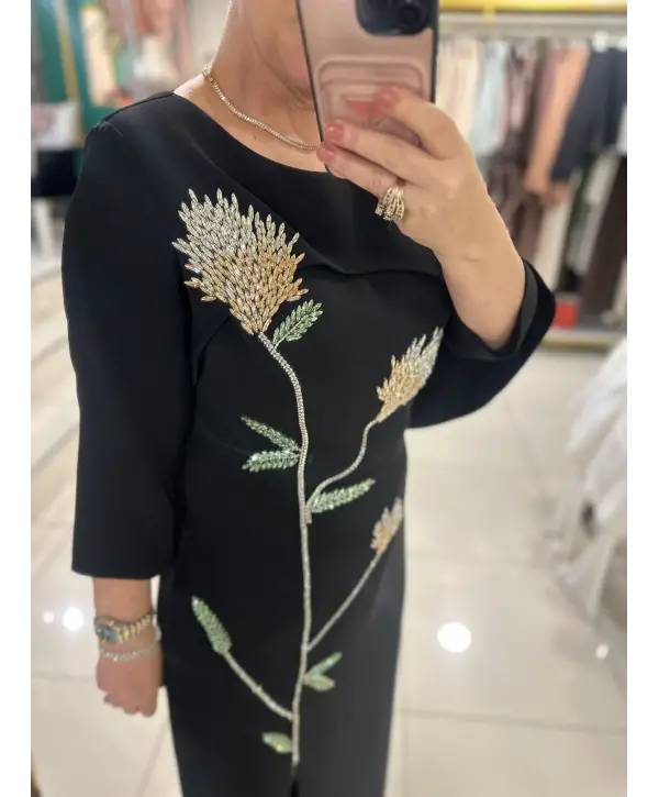 SİYAH TAŞLI ELBİSE