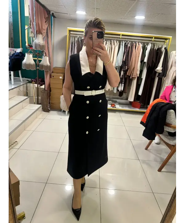 SİYAH BEYAZ ELBİSE