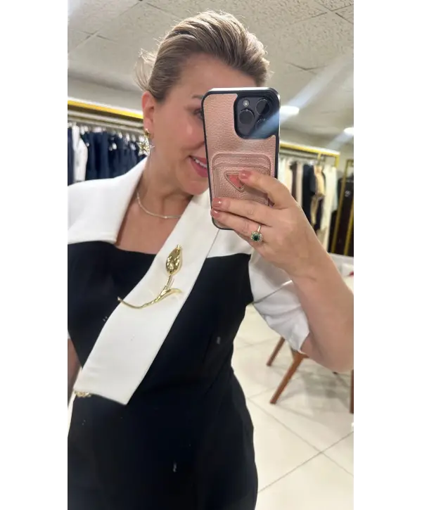 LALE BROŞLU ELBİSE