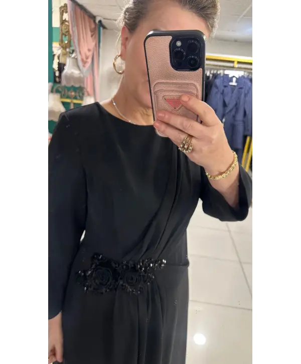 SİYAH TAŞLI ELBİSE