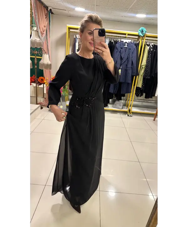 SİYAH TAŞLI ELBİSE