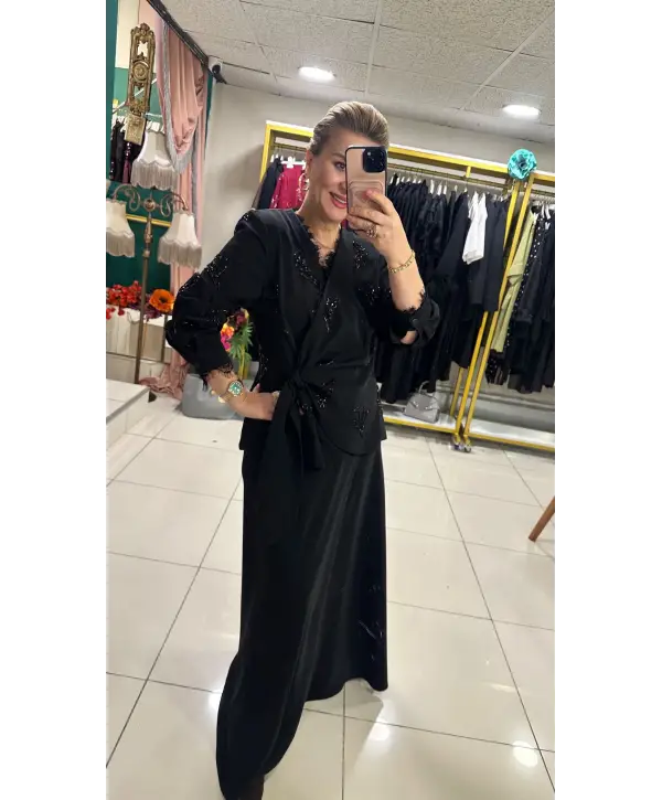 ETEKLİ TAŞLI 2Lİ TAKIM SİYAH