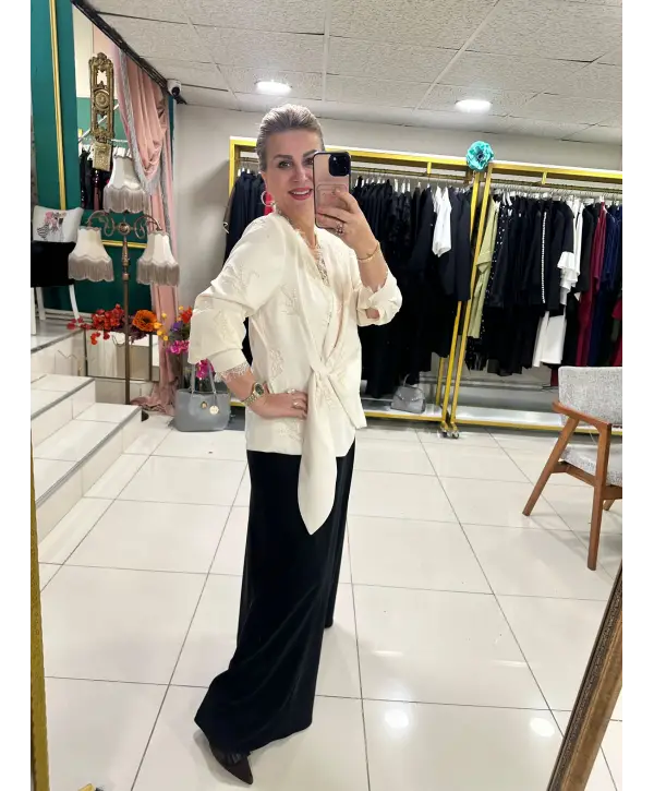 ETEKLİ TAŞLI 2Lİ TAKIM KREM