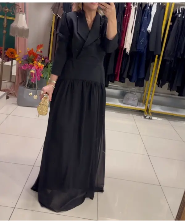 ABİYE SİYAH TAŞLI ELBİSE