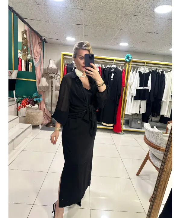 SİYAH ELBİSE GÖMLEK TAKIM